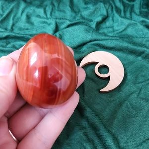 Carnelian Egg With Crescent Moon Stand